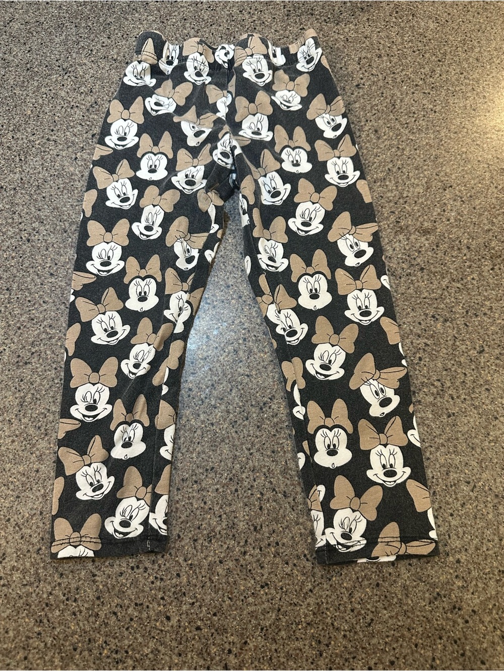 Disney Minnie Mouse Black & Tan Bow Print Leggings